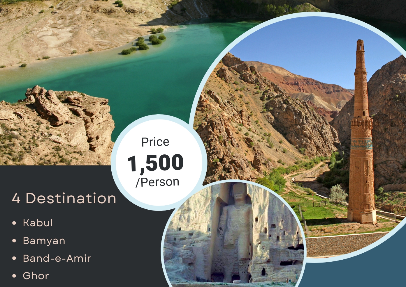 This is a 9 day tour to KABUL- BAMYAN- BAND E AMIR LAKES -GHOR which starts and ends at the Kabul airport